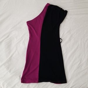 One-Shoulder Colorblock Bodycon Mini-Dress
